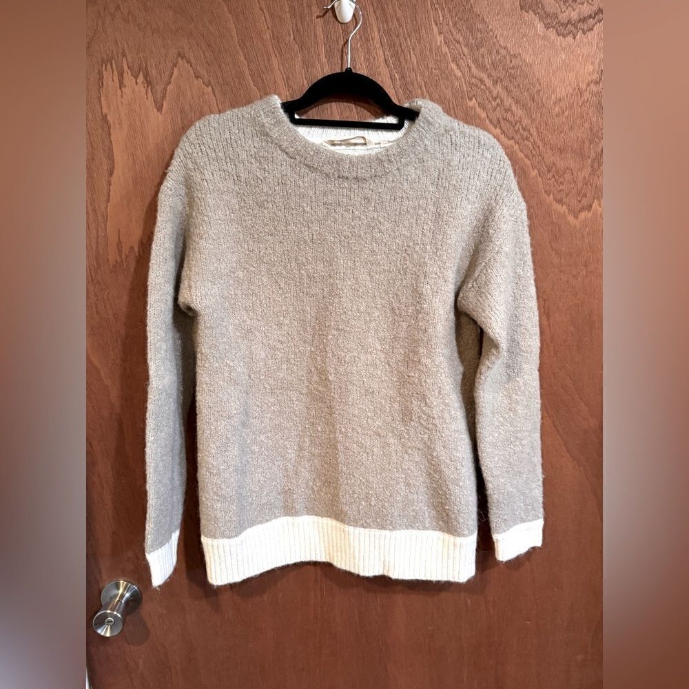 Soft Surroundings Wool/Alpaca Blend Tan/White Sweater Size M/L‎